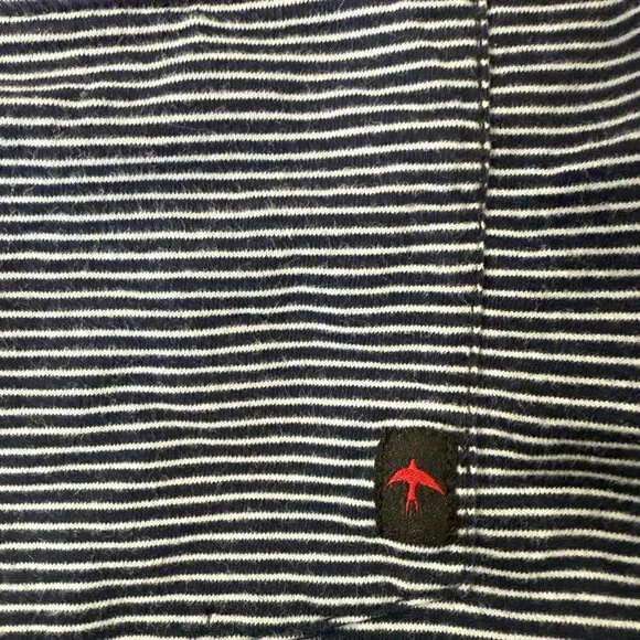 Relwen Men Knit T-Shirt Short Sleeves Navy & White Stripe Size 2X - Picture 5 of 5